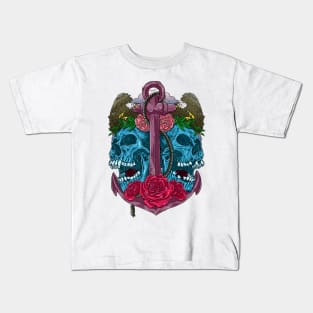 Death Down Below Anchor Skulls Retro Tattoo Kids T-Shirt